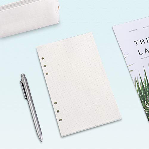 A6 Refill Paper, [3 Pack] Toplive 100GSM Thick Refillable Paper 6 Hole Filler Inserts Loose Leaf Paper 135 Sheets (270 Pages) for 6 Ring Binder Journal Notebook-Dotted Paper - style: Dot 3 Pack