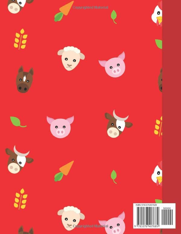 5th Grade: Animal Farm Large Blank Primary Handwriting Learn to Write Practice Paper | Creative Horse Sheep Pig Cow Carrot Livestock Farming & Zoo Red ... Learning | Use Imagination to Create Tales