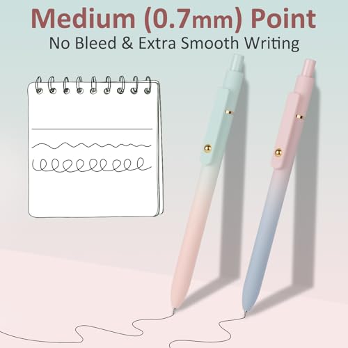 FIOVER Gel Pens, 6 Pcs 0.7mm Comfort Grip Quick Dry Black Ink Pens Fine Point Smooth Writing Pens, Cute Office Back to School Supplies Gifts for Women (6PCS Gradient Black Ink) - color: 6PCS Gradient Black Ink