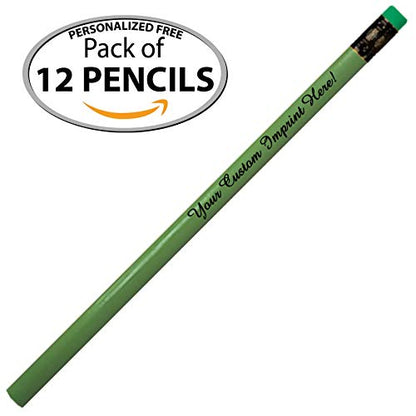 Express Pencils Personalized Pencils Round Neon Colors Custom Imprinted with your Name - Text - Logo - Message- 12 pkg - ** FREE PERSONALIZATION Great Gift Idea (Neon Green) - color: Neon Green