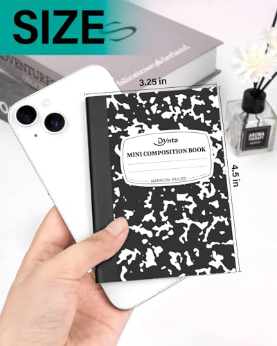 Dynta Mini Composition Notebooks Bulk, 40 Packs 3.25 x 4.5 inch Composition Books Narrow Ruled, Black Pocket Notebooks for Kids Students Men Women Teachers (60 Sheets/120 Pages) - color: Black