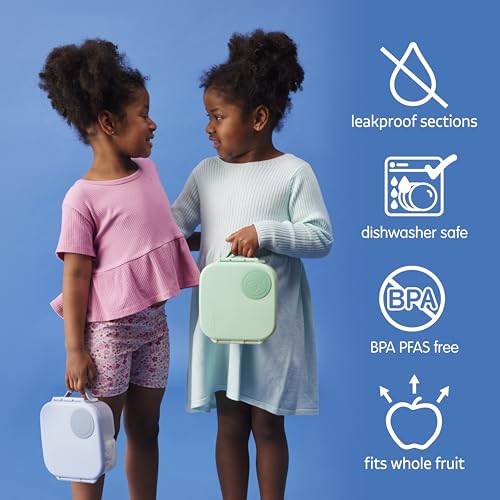 b.box Mini Lunch Box Kids | 4.25 Cup Leak Proof Bento Box for Kids Ages 3+ | 3 Compartment Snack Containers, School Lunch Container, Dishwasher Safe, BPA-Free, PFAS-Free - Spearmint - color: Spearmint, size: 1-pack