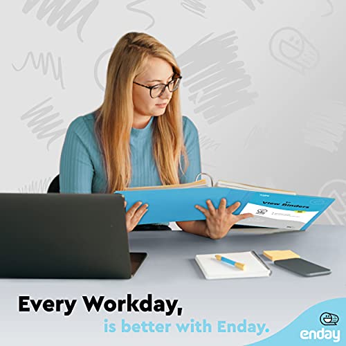 Enday 1 Inch Binder, Blue 3 Ring Binder 1 Inch, Heavy Duty Three Ring Binder, 175 Sheets Capacity - One Inch Binder for Home School and Office. - color: Blue, size: 1-Inch