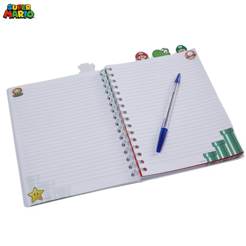 Innovative Designs Super Mario Bros Tab Journal Notebook, Spiral Bound, 96 Lined Pages, 8 x 7 inches - style: Mario