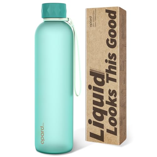 Opard Slim Pro Water Bottle 32oz, Plastic Water Bottle BPA-Free, Facetted Rubberized Grip-Texture Monocap, Leakproof Screw Top, Aqua Green, Reusable for Travel School Sport Gym Hiking - color: Aqua Green, size: 32 oz