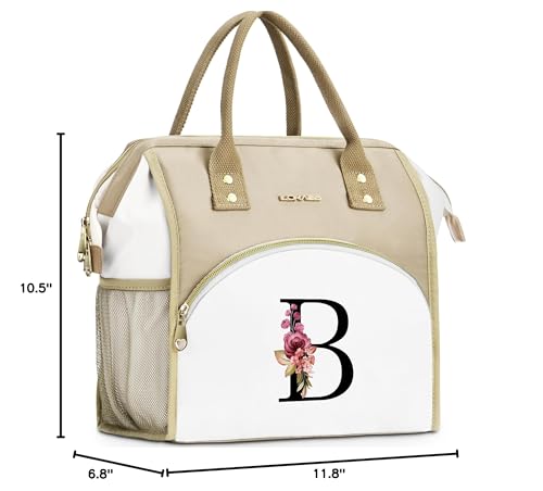 Initial Lunch Bag Women, Cooler Insulated Lunch Box for Girl, Large Adult Leakproof Lunch Box for Picnic Work, Personalized Tote Bag, Birthday Gifts/Teacher Gifts, Letter B. - color: B