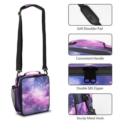 Universe Space Galaxy Nebula Lunch Bag for Girls Boys Outer Space Galaxy Insulated Lunch Box for Kids School Picnic Travel Outdoor,Students Teens Thermal Lunch Tote Bag with Adjustable Shoulder Strap - color: Universe Space