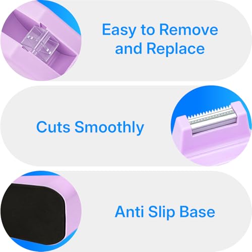 OWLKELA Lightweight Desktop Tape Dispenser, Non-Skid Base Tape with Dispenser, Ideal for Office, Home and School, 1 Pack Tape Holder with 8Pcs Transparent Tape, 0.71 Inch x 1000 Inches, Purple - color: Purple, size: 1 Pcs