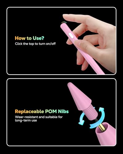 MoKo Pencil for iPad (A16) 11th 10th Gen, Stylus Pen for 2018-2026 Apple iPad 11/10/9/8/7/6/A16, Mini 7/6/5, Air M3/M2 11"/13"/5/4/3, Pro M4 13"/12.9"/11" Tilt Sensitivity, USB-C Fast Charging, Pink - color: Pink