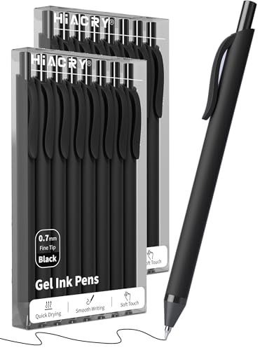 Hiacry 16 Pcs Black Ink Gel Pens, 0.7mm Fine Point Retractable Writing Pens | Smooth Writing Retractable Pens, No Bleed No Smear, Note Taking, Journaling, School Office Supplies Home Daily Use Work - color: Black Ink-16pcs