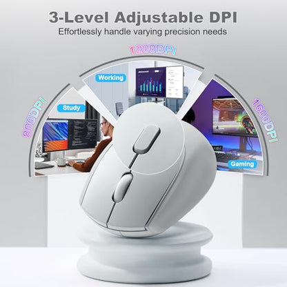 YUNZII C2 Wireless Mouse,2.4GHz Cute Silicone Noiseless Wireless Computer Mouse, Quiet Clicks, 3 Adjustable DPI, 1600 DPI Optical Tracking, Portable Ergonomic Mice for Laptop/PC/Mac (Gray) - color: Gray
