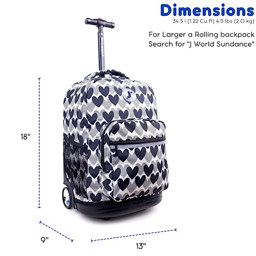 J World Sunrise Rolling Backpack. Roller Bag with Wheels, Heart Dot - color: Heart Dot