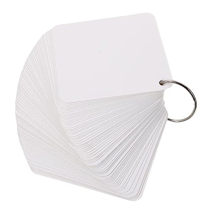 Blank Flash Cards 200-piece Index Cards Metal Ring Binder Pre-punched Holes for Learning Organization