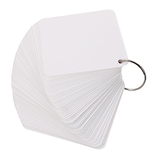Blank Flash Cards 200-piece Index Cards Metal Ring Binder Pre-punched Holes for Learning Organization