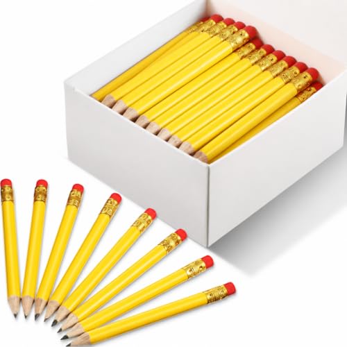 Outus 72 Pieces Golf Pencils Half Pencils with Eraser Mini Bulk Short #2 HB Pre Sharpened for Bridal Shower Wedding Office(Pale Yellow) - color: Pale Yellow