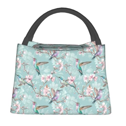 Hummingbird Lunch Bag for Women, Girls, Kids, Reusable Insulated Lunch Box for Work, Office, Picnic, Travel, School, Gifts - color: Hummingbird