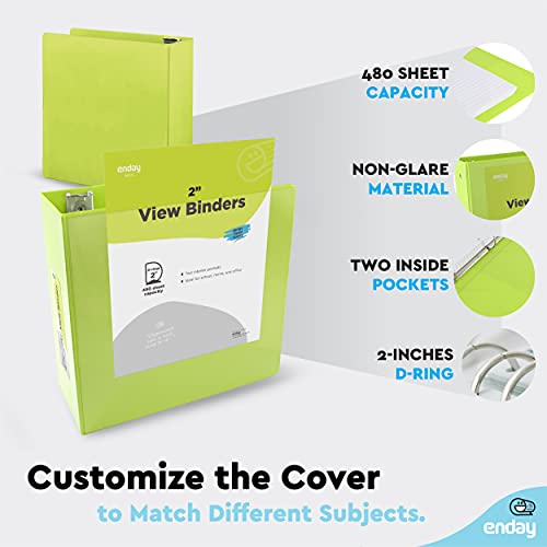 Enday 2 Inch 3 Ring Binder, Green Heavy Duty Three Ring Binder, 480 Sheets Capacity - 2 Inch Binder for Home School and Office. - color: Green, size: 2-Inch