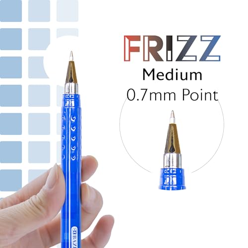BAZIC PRODUCTS Frizz Blue Erasable Gel Pens, 0.7mm Medium, 2 Count | 0.7 mm medium, Rub-to-erase tip, no white-out, Pocket clip, school, notes