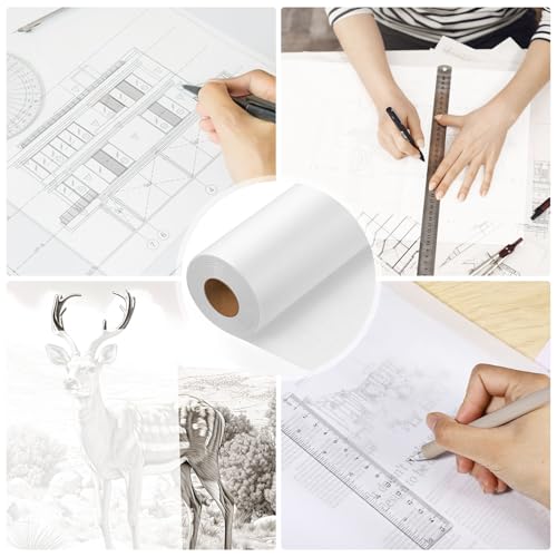 Tracing Paper Roll 17in x 75yd, White Trace Paper Pattern Paper Translucent Tracing Paper for Sewing, Drawing, Sketching, Gift Wrapping - size: 17in x 75yd