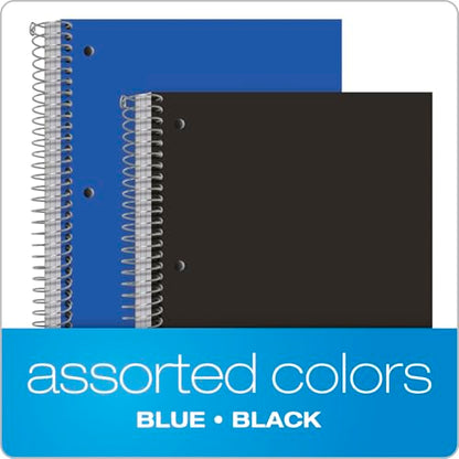 Oxford Spiral Notebooks, 3-Subject, College Ruled Paper, Durable Plastic Cover, 150 Sheets, 3 Durable Divider Pockets, 2 Pack, Blue and Black (10386)