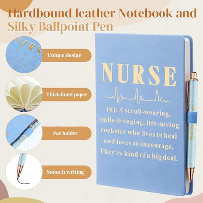 6 Pcs Nurse Gifts Set for Women Men, Rn Appreciation Gift for Nurses Week Christmas Graduation Thanksgiving, 16oz Vacuum Insulated Water Bottle, Makeup Bag, Notebook, Ballpoint Pens(Blue) - color: Blue
