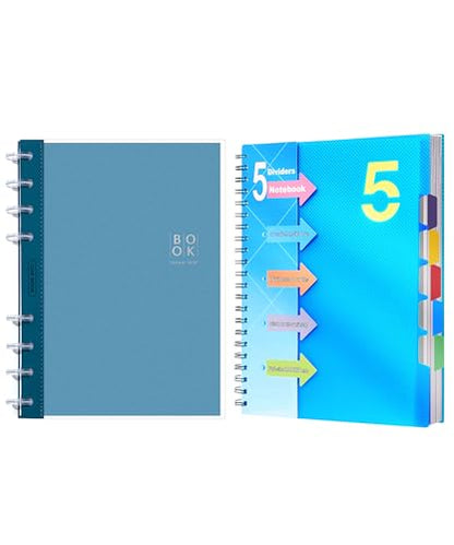 CAGIE 5 Subject Notebook & Discbound Notebook-2 pack, College Ruled A5 Notebook for School,Work