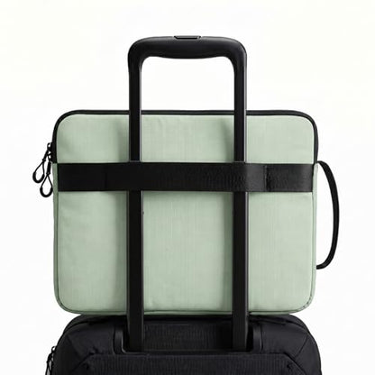 Acer Laptop Sleeve Case for 13.3-14 inch Laptops, Slim Protective Computer Sleeve with Hidden Zipper Pocket, Soft Plush Bubble Padding, Side Handle and Luggage Strap, Travel Laptop Bag, Green | Slim, Soft Bubble Padding, Extra Front Storage, Wrist Strap,