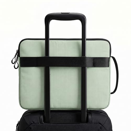 Acer Laptop Sleeve Case for 15.6-16 inch Laptops, Slim Protective Computer Sleeve with Hidden Zipper Pocket, Soft Plush Bubble Padding, Side Handle and Luggage Strap, Travel Laptop Bag, Green | Slim, Soft Bubble Padding, Extra Front Storage, Wrist Strap,