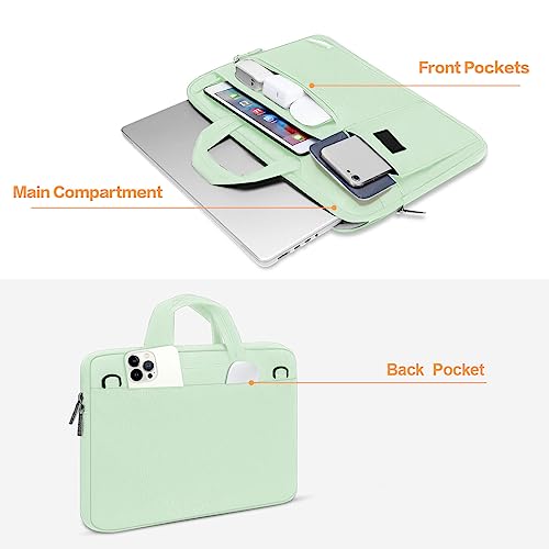 MOSISO Laptop Shoulder Bag Polyester Flapover Briefcase Sleeve Case | Compatible with MacBook Air/Pro,13-13.3 inch Notebook,Compatible with MacBook Pro 14 inch M5 M4 M3 M2 M1 2026, Honeydew Green - color: Honeydew Green, size: 13.3 inch