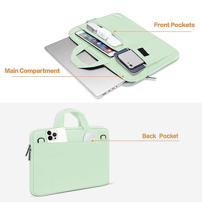 MOSISO Laptop Shoulder Bag Polyester Flapover Briefcase Sleeve Case | Compatible with MacBook Air/Pro,13-13.3 inch Notebook,Compatible with MacBook Pro 14 inch M5 M4 M3 M2 M1 2026, Honeydew Green - color: Honeydew Green, size: 13.3 inch