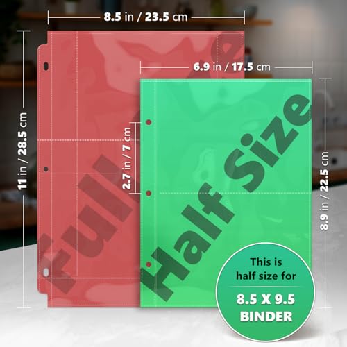 50 Pockets Mini Sheet Protectors fit 4x6'' Cards (Pack of 25) for 8.5x9.5’’ Mini Binders, Half Binders, Recipe Book Page Refill Sheets, 2 Pocket Index Card Protectors, Crystal Clear Covers - size: Mini 2 Pocket (6.9x8.5"), style: 25 Pack