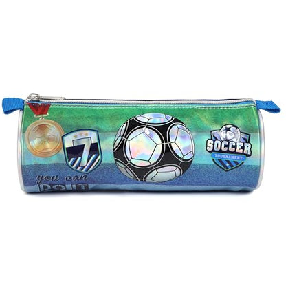 Cartoon Rolling Backpack for Boys Girls, Kids 5 Pcs Wheeled Backpack, Travel Backpack for Elementary Students (Football Blue) - color: Football Blue