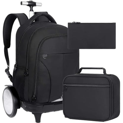 gxtvo Large Wheels & Quiet Glide | Rolling Backpack for Men & Women - Water-Resistant Wheeled Bag with Lunch Box for Office, Travel & College - Black - color: Rolling Backpack Reflective Black