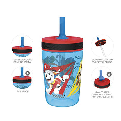 Zak Designs PAW Patrol Kelso Tumbler Set, Leak-Proof Screw-On Lid with Straw, Bundle for Kids Includes Plastic and Stainless Steel Cups with Additional Sipper (Paw Patrol- 3pc) - color: Paw Patrol, size: 3 Piece Set (Pack of 1)