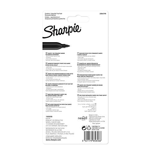 Sharpie Permanent Markers | Fine Point for Bold Details | BlackBlueRed and Green Ink Colours | 4 Marker Pens - color: Standard colours