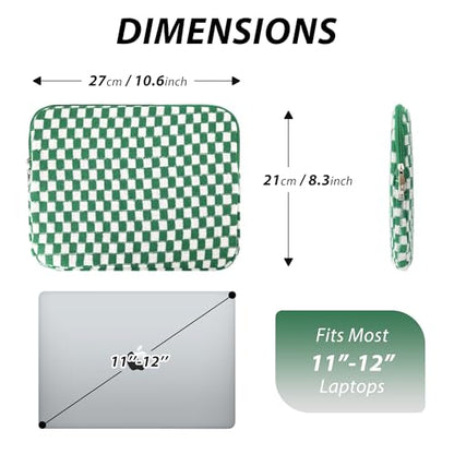 Puffy Laptop Sleeve 11-12 inch, Cute Knitted Protective Carrying Case for Women & Men, Compatible with iPad Pro 11-Inch M5, 12 Inch Tablets Notebook (Checkered Green) - color: Checkered Green, size: 11-12 inch