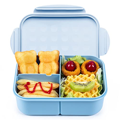 MISS BIG® Large Bento Lunch Box for Adults, 1900ml, 3 Compartments, Blue | Blue 1900ml adult bento lunch box for work lunch, office meal prep, picnic basket, and travel meals. - color: Blue, size: 1900ml