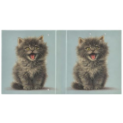 Fustylead Realistic Black Kitten Yawning Pattern 3 Ring Binder, D-Rings 1.5" Hardcover Folder, Fits 200 Sheets of A4 Paper, Durable Clipboard & Clean View with Inside Pockets for School Home Office - size: 12.4x10.63x2.36 Inch-1 Pack