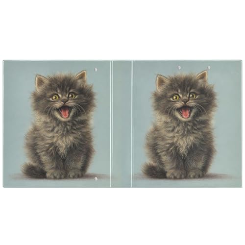 Fustylead Realistic Black Kitten Yawning Pattern 3 Ring Binder, D-Rings 1.5" Hardcover Folder, Fits 200 Sheets of A4 Paper, Durable Clipboard & Clean View with Inside Pockets for School Home Office - size: 12.4x10.63x2.36 Inch-2 Pack