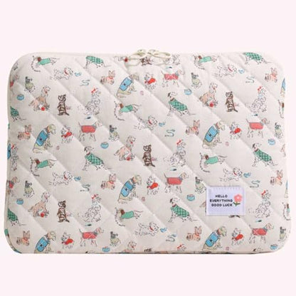 Puffy 13 Inch Quilted Laptop Sleeve, Shockproof Protective Bag with Soft Pad, Kawaii Aesthetic Design, Carrying Case for 13" Notebook - color: Dog