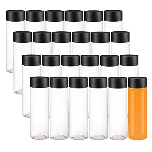 zmybcpack 24 Pack 12 OZ (350 ml) Clear PET Plastic Juice Bottles With Caps- - Plastic Smoothie Bottles-Reusable Bulk Beverage Containers with Lids For Juice, Milk and Other Beverage - size: 12 OZ 24 pack (lids)