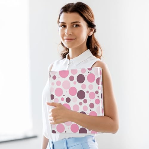 Pink Polka Dot Binder 1.5 Inch Binder with Clipboard&Pockets, Hardcover Binders 3 Ring, Heavy Duty Large File Folder for Office School Supplies - Holds 200 Sheets - color: Pink Polka Dot, size: 1 Pack-12.4x10.63in