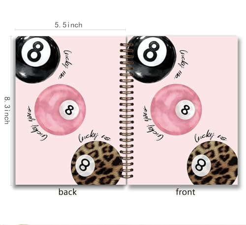 KDHTY Preppy Trendy Leopard Print Y2K Luck 8 Ball Spiral Notebook Journal,Pink Aesthetic Girly Notebook for Teens Girls Back to School Hardcover Notebook for Work School Office Supplies,5.5x8.3 - style: preppyball 4