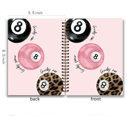 KDHTY Preppy Trendy Leopard Print Y2K Luck 8 Ball Spiral Notebook Journal,Pink Aesthetic Girly Notebook for Teens Girls Back to School Hardcover Notebook for Work School Office Supplies,5.5x8.3 - style: preppyball 4