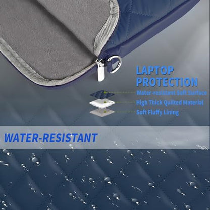 Puffy Quilted Laptop Sleeve with a Removable Shoulder Strap Compatible with MacBook Air/Pro, 13-13.3 inch Notebook, Compatible with MacBook Pro 14 inch M3 M2 M1 Chip 2023-2021 - color: Sleeve - Navy, size: 13-13.3 inch