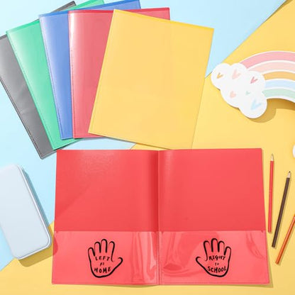 Henoyso 24 Pcs School to Home Folder with Pocket Plastic Heavy Duty Clipboard Folder with Clear Front Pocket Homework Take Home Folders for School Students Parent Teacher Communication(Red) - color: Red