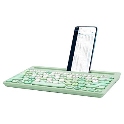 HUO JI Wireless Keyboard Multi-Device, Bluetooth and 2.4G Dual Mode for iPad, Switch to 3 Devices for Cellphone, Tablet, PC, Smart TV, MacBook iOS Android Windows, Green - color: Green