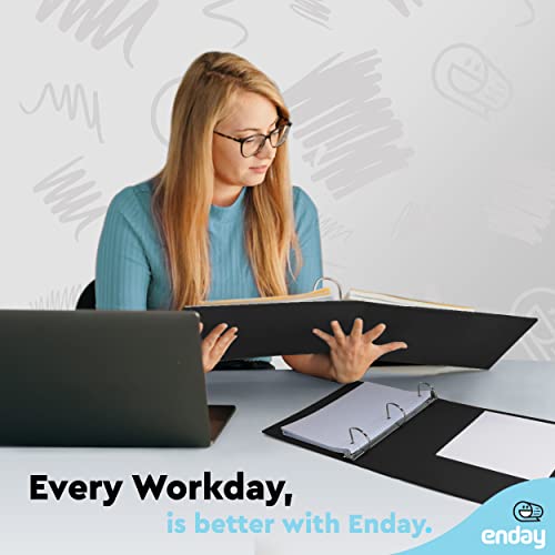 Enday 2 Inch 3 Ring Binder, Black Heavy Duty Three Ring Binder, 480 Sheets Capacity - 2 Inch Binder for Home School and Office. - color: Black, size: 2-Inch
