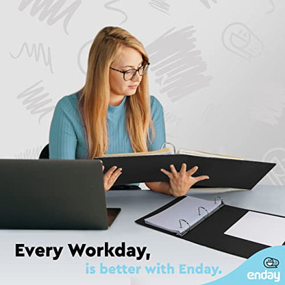 Enday 2 Inch 3 Ring Binder, Black Heavy Duty Three Ring Binder, 480 Sheets Capacity - 2 Inch Binder for Home School and Office. - color: Black, size: 2-Inch