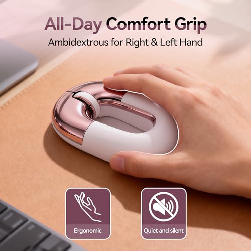 Travel Mouse Pink Wireless Mouse for Laptop. Bluetooth Silent Mouse | Rechargeable Portable Cute Donut Mice Dual Mode & 2.4G, 1200 DPI for Mac, iPad, PC - color: Pink
